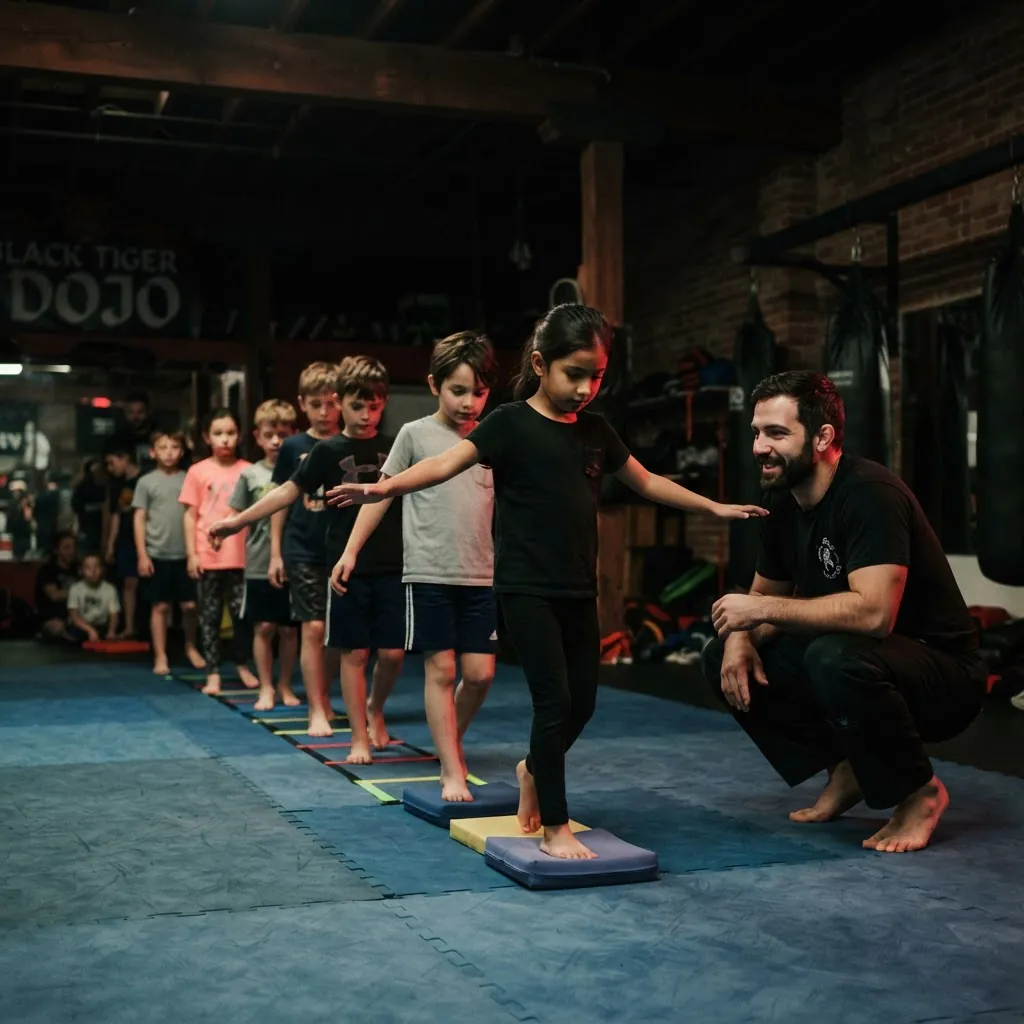 Enfants pratiquant des exercices de motricité en MMA
