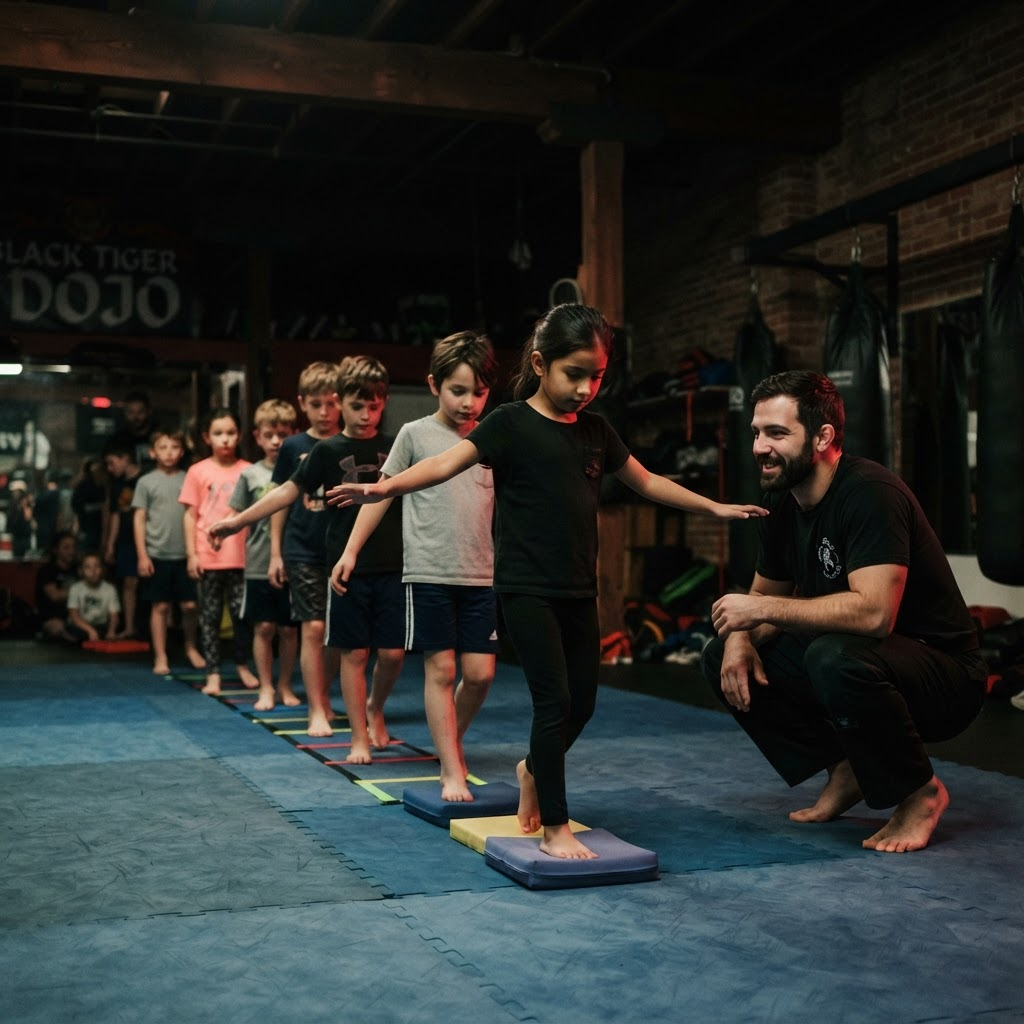 Enfants pratiquant des exercices de motricité en MMA